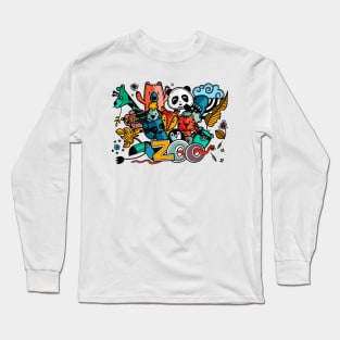 Zoo Doodle Animals Illustration Long Sleeve T-Shirt